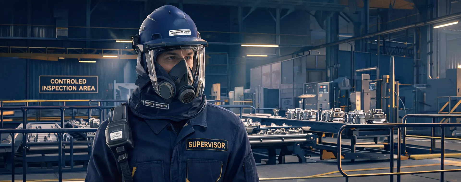 Bullard hard hat and PAPR workplace scene